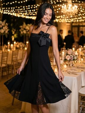 Little Black Dress Sz 10 Bow And Lace Detail